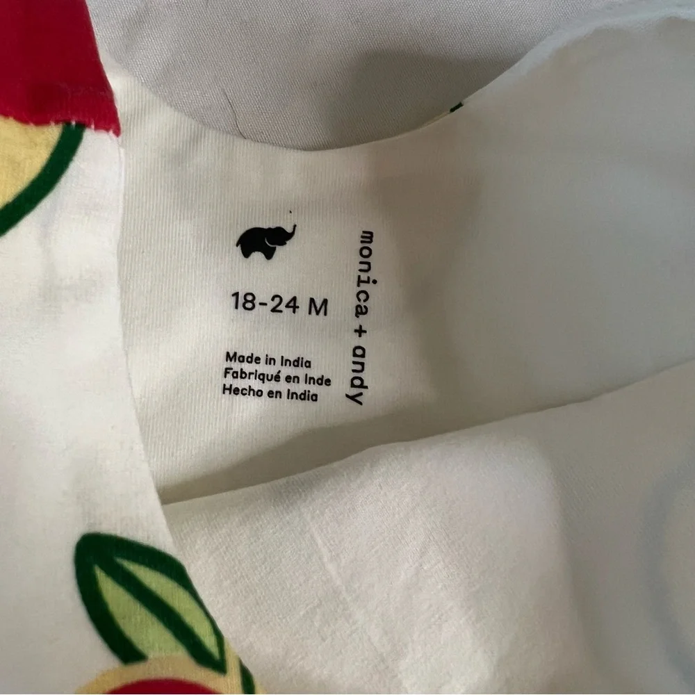 Monica + Andy Apple Print Kids Scoop Neck Flared Casual Dress 95% Cotton